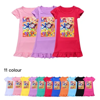 Úžasné Digitálne Cirkus Nightdress Letné Dievčenské Pyžamo Šaty Deti Cartoon Nightgown Domáce Oblečenie Deti Roztomilý Sleepwear