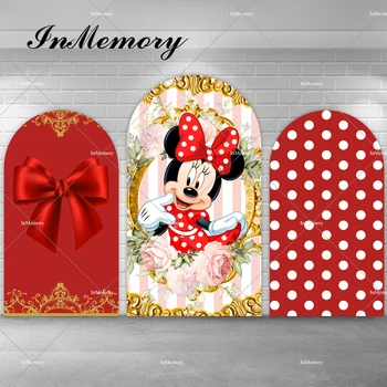 Červená Minnie Mouse Arch Pozadie Kryt Pre Dievčatá Novorodenca Sprcha 1. Narodeniny Chiara Stenu Party Dekorácie Klenuté Pozadí