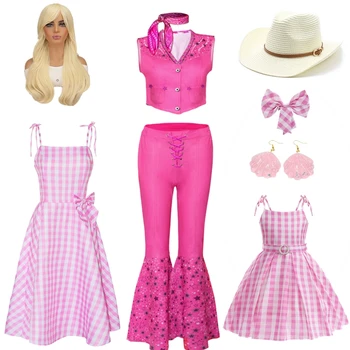 2023 Nového Filmu Barbi Kostým Ženy Ružový Top A Nohavice Cosplay Oblečenie Dievčatá Jednotné Halloween Karneval Party Zdobiť Oblečenie Set Sa