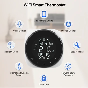 Tuya Smart Wifi Termostat Regulátor Teploty pre Vodné/Elektrické Podlahové Kúrenie/Voda Plynový Kotol Pracuje s Alexa Domov
