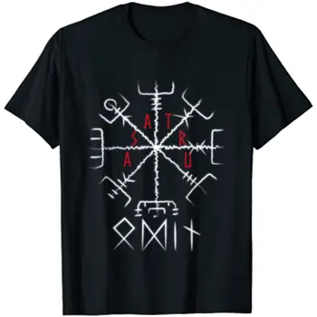 Mytológiu Pohanské Asatru Kúzelnej Rune Viking Vegvisir symbol T-Tričko 100% Bavlna O-Krku Krátky Rukáv Ležérne Pánske T-shirt