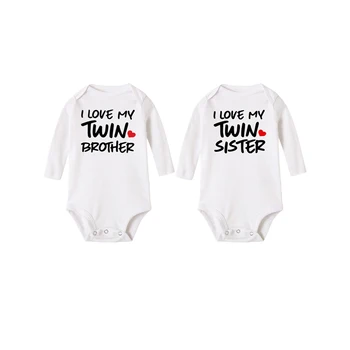 0-24 Mesiacov Novorodenca Twin Detské Oblečenie Bavlna Kombinézu Dlhý Rukáv List Tlač Jumpsuit Detské Oblečenie
