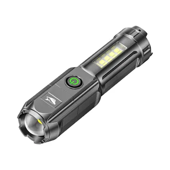 Vysoká Lumen USB Nabíjateľná LED Baterka Super Svetlé Pochodeň s Bočné Svetlo Zoomovateľnom Vonkajšie Prenosné Práce Camping Svetlá na Čítanie