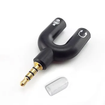 3,5 mm Splitter Stereo tvar U Slúchadlá Konektor Audio Converter Mic Jack Konektor Adaptéra Pre Mobilný Telefón, Tablet PC, MP3, MP4 Prehrávač