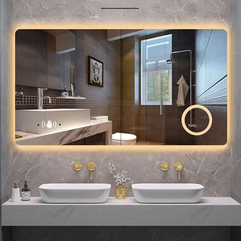 Teplé Osvetlené Zrkadlo Osvetlenie Led Estetické Biela, Nerozbitný Kúpeľňa Zrkadlo Smart Touch Espejo Inteligente Kúpeľňa Zariadenia