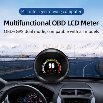 WYING P11 OBD Auto Head Up Display Auto Tachometra Turbo Tlak Oleja Vody Temp GPS Tachometer HUD HUD Na palube Príslušenstvo