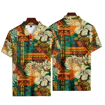 Muži tribal vzor POLO tričko havaj Merch Letné Módy Bežné Krátke Sleeve Tee