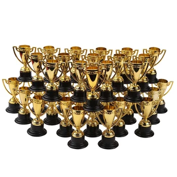 40Pcs Golden Award Trofej Poháre Plastové Zlaté Trofeje Mini Ocenenia A Trofeje Deti v Triede, Škole Odmeny, Športové