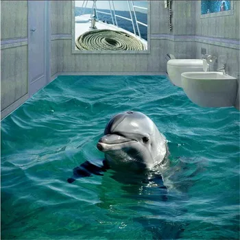 beibehang Vlastné Podlahy, Steny Papier 3D Kúpeľňa Dolphin Podmorský Svet, Obývacia Izba, Spálňa samolepiace Poschodí Nástenné maľby