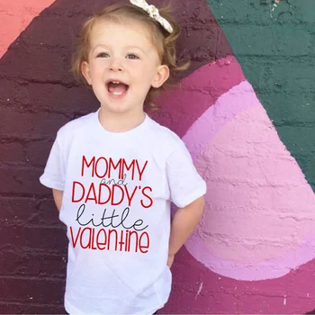Mamička Otecko je Málo Valentine Tvorivé Dieťa, Detské Tričko, Top Batoľa Deti Fashion T-Shirt Dieťa Oblečenie Valentína Dary