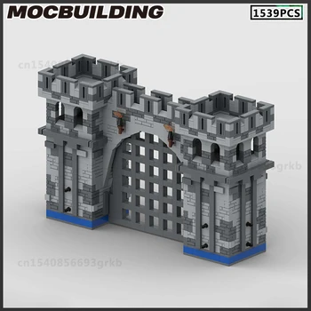 MOC stavebným Stredoveký Hrad Architektúry Kamenné múry Brány Model DIY Tehly Montáž Hračky Vianočný Darček k Narodeninám