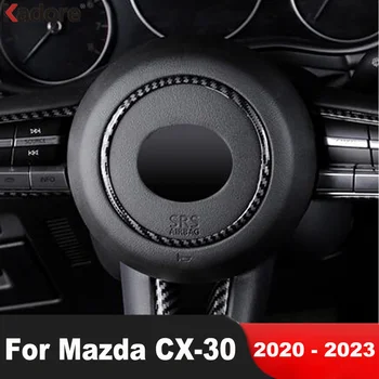 Auto Volant Krúžok Kryt Výbava Pre Mazda CX CX30-30 2020 2021 2022 2023 Carbon Fiber Dekorácie Interiérové Lišty Príslušenstvo