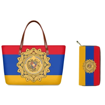 FORUDESIGNS Arménsko Vlajka dámske Kabelky Módnych 2ks/Set Peňaženky Veľkú Kapacitu Tote Tašky Nákupné Luxusné Kozmetické Tašky