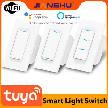 Jianshu Tuya Wifi Smart Switch Zigbee Inteligentné Svetlá Čarodejnica 3 Gang Zatlačte Prepínač Neutrálny Vodič/Nie Neutrálny Vodič Pracovať s Alexa Google