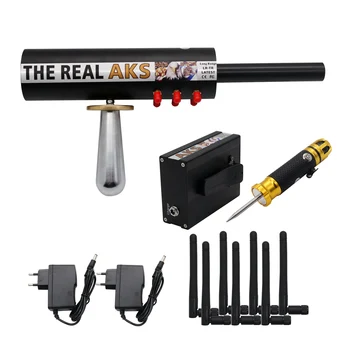 Black Skutočné AKS Dlhý Rad Zlato Detektor s Plastovými Prípade Striebra Gem Diamond + Filter + 6 Antény