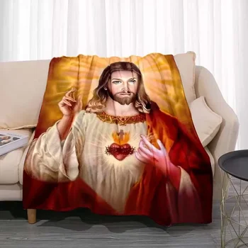 Ježiš Náboženstvo Krista Deka Ľahký posteľná bielizeň Super Mäkké Červ Flanelové Deka na Posteľ Obývacia Izba, Pohovka, Pohovky Dospelých