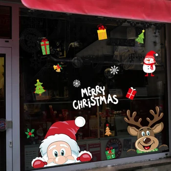 Vianočné okenného Skla Odtlačkový Santa Claus Snowflake Samolepky na Stenu pre Deti Izbách Nový Rok Dekorácie Vianočné Ozdoby