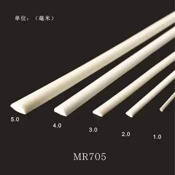 1-4 mm biela polkruhu ABS plast potrubia pieskom tabuľka model hračka DIY stavebného materiálu, dĺžka 50 cm