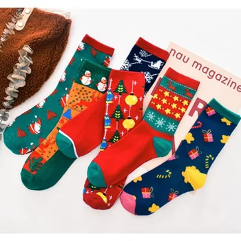 Jesenné a Zimné Nový Roztomilý Kreslený Ponožky v Skúmavke Dospelých Bavlna Mužov a Žien Neutrálne Slávnostné Slávnostné Vianočné Ponožky