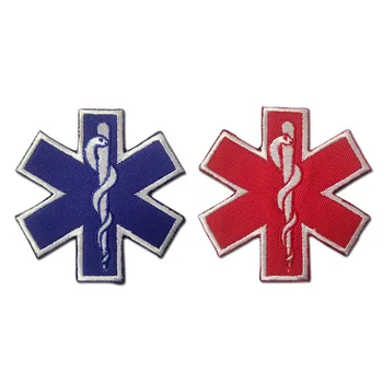 Modrá Hviezda Života Logo Vyšívané Háku&Slučky Patch Núdzové Lekárske Ambulancie Odznak Červená Farba Modrá Prispôsobené Vojenské Nálepky
