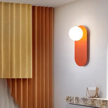 Nordic Minimalistický LED Nástenné Svietidlo Sklo Oranžové Steny Sconces Estetické Svietidlá, Spálne, Obývacej Izby, Chodby, Dekorácie
