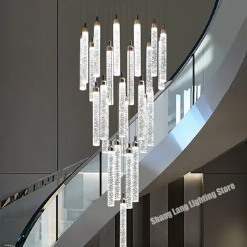 Moderné Crystal LED Luster Pre Schodisko, Obývacia Izba Luxusné Cristal Dlho Schodiskové Svietidlá Zlato Vnútorné Závesné Lampy