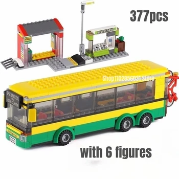 377pcs Autobusovej Stanice Stavebné Bloky FIT 60154 Model Tehly Hračky pre Chilren Darček