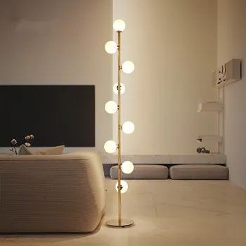 Nordic Postmoderných Minimalistický Magic Fazuľa 9 sklenenú Guľu Stojace Lampy, Obývacia Izba, Spálňa Štúdia Poschodí Lampa LED Vnútorné Osvetlenie