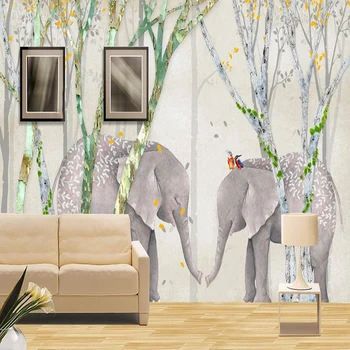 Vlastné Foto Tapety Európskej Ručne Maľované Lesný Slon Detí Spálňa nástenné Maľby Abstraktné Umenie Domova Abstraktných De Parede