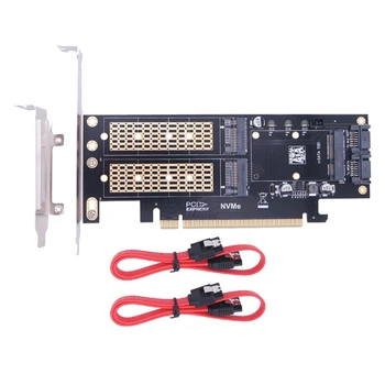 M. 2 NVMe SSD NGFF Do PCIE 3.0 X16 Adaptér M Tlačidlo B Tlačidlo MSATA Rozširujúca PCI SATA 3 v 1 Converter Stúpačky,Červená