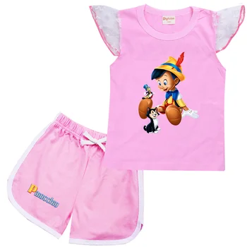 Disney Pinocchio Cartoon Oblečenie Baby Chlapci Letné Oblečenie T-shirt+šortky Detské Dievčatá Ležérne Oblečenie Sady