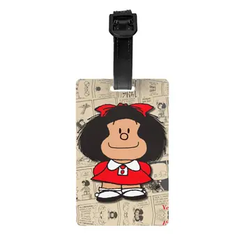 Vintage Mafalda Manga Batožiny Značka pre Cestovanie Kufor Quino Komické Cartoon ochrany Osobných údajov Kryt ID, Label