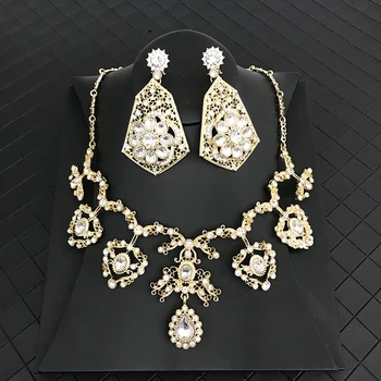 Turecký Kráľovská Svadba Šperky Set Náhrdelník/Náušnice/Krúžok/Náramok kompletný Set pre Ženy Európskej Módy/Dubaj Šperky Sady
