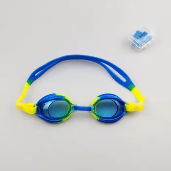 Deti Plávať Okuliare Farebné Nastaviteľný Silikónový Anti Fog UV Štít Plávanie Okuliare Okuliare S Earplug