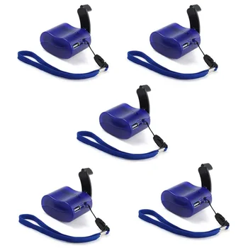 Množstvo 5 ks Modrá Univerzálny Prenosný Dynamo Ručne-Kľukou USB Mobilný Mobilný Telefón Núdzové Ručné Napájanie Nabíjačky