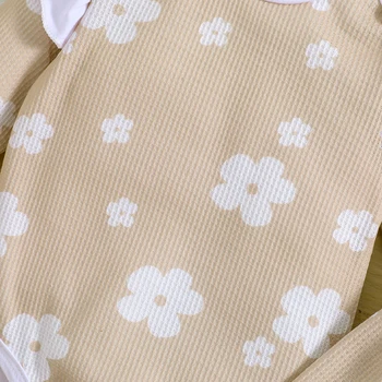 Detská Baby Girl Jeseň Jumpsuit Oblečenie Kvetina Tlače Dlhý Rukáv Romper Obličkového Nohavice Luk Hlavový Most Batoľa Oblečenie
