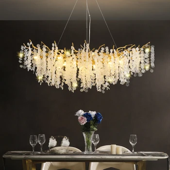 Strom Pobočky Crystal LED Luster Lampa Luxusné Lustre Lustre Prívesok Lampy, Jedáleň, Obývacia Izba, Kuchyňa Svetlo Domova