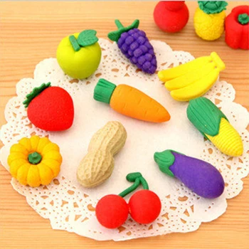 10Pcs Jednoduché Farebné Gumy Mini Ovocie, Zelenina, Drobné Potraviny, Ceruzky Gumy pre Deti, Študentov Cenu Gumy Školské potreby
