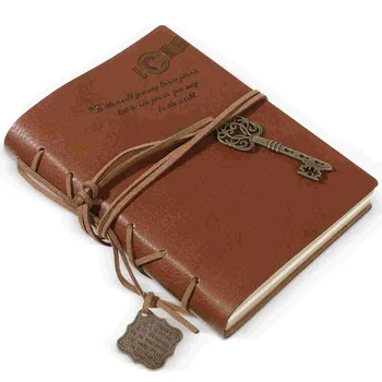 Klasický Retro Vintage Štýle PU Kryt String Key Viazaný Prázdne Notebook poznámkový blok Cestovný Denník Denník Sketchbook (Káva)