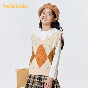 Balabala Batoľa 2023 Dievča Vesta Jeseň Oblečenie Voľné Pohodlné Kontrastné Farebné Retro Móda