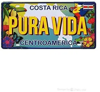 Vintage Costa Rica Pura Vida Auto špz Kovové Značky Tin Doska na Stenu Plagát na Garáž Muž Jaskyňa Cafe Bar