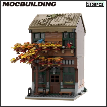 MOC Stavebné Bloky City Cafe Obchod Street View Architektonický Model DIY Tehly Tvorivé Montáž Hračky Vianočný darček Darčeky