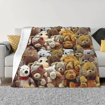 Medveď Deka Flanelové Dekorácie Spaním Medvede A Priatelia, Čaká Na Vás Prenosné Domov Prehoz Cez Posteľ
