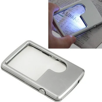 1pc Prenosné 3X 6X Kreditnej Karty Led zväčšovacie sklo Loupe so Svetlom Kožené puzdro Magnifying Glass Ultra-Tenký Štvorec s LED Svetlom