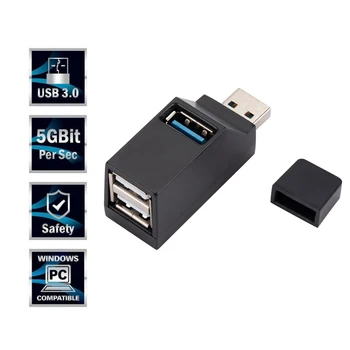 Mini USB 3.0 HUB Adaptér USB HUB Extender 3 Porty USB Hub vysokorýchlostný Prenos Dát USB Rozbočovač Dokovacej Stanice pre PC, Notebook