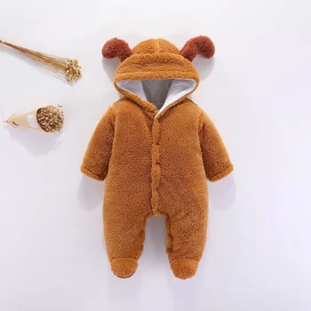 Dieťa jeseň v zime teplé jumpsuit cartoon malý roztomilý medveď batoľa romper plazenie oblečenie novorodenca chlapec kostým Oblečenie Celkovo