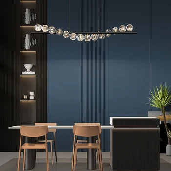 Luxusné medi luster pre kuchynský ostrov obdĺžnik crystal light hotel bar visí lampa obývacia izba vnútorné osvetlenie