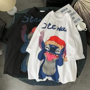 Detské Oblečenie T-shirt Chlapcov, Dievčatá Disney Stitch Anime Tlač Vzor Krátky Rukáv Bavlna Pulóver Topy Dieťa Módne Kostýmy