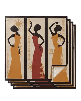 4pcs Africkej Ženy Umenie, Tanec Štvorec 50 cm Tabuľka Obrúsok Strany, Svadobné Dekorácie, obrusy Kuchyňa Večera Detské Porcie