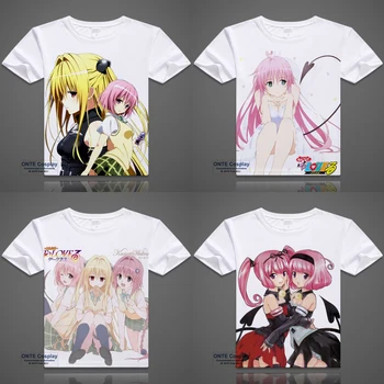 Anime MILOVAŤ Krátky Rukáv T-shirts Momo Belia Deviluke Topy Bežné Tees Yuuki Mikan T tričko